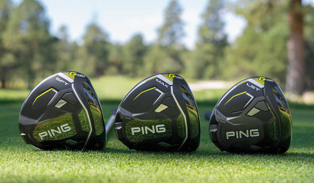 Ping golf drivers on ground